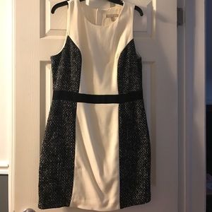 Cream and black tweed dress by Banana Republic