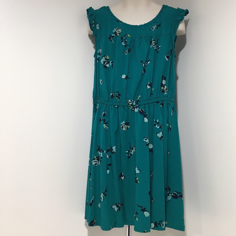 EUC Girls M Green Small Flower Gap Kids Dress