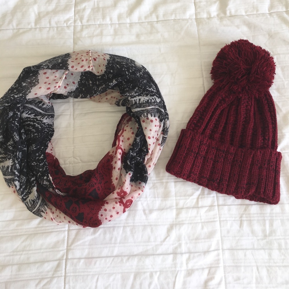 PomPom Beanie/ Infinity Scarf NWOT!