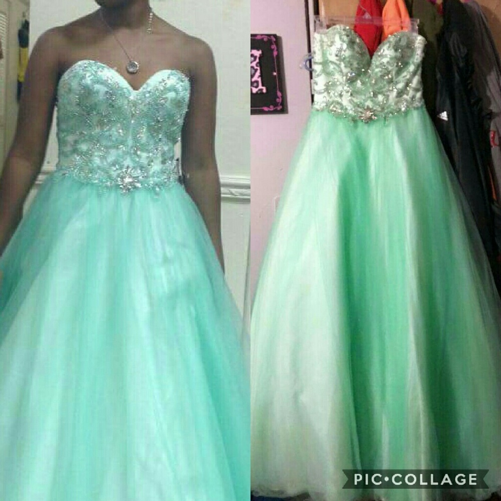 Mint green florr length gown