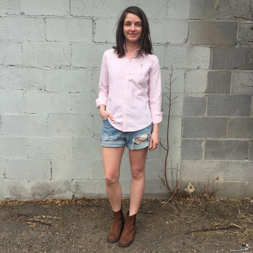 Ralph Lauren Fitted Long Sleeve Pink Button Down