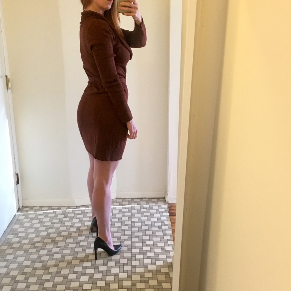 Max Studio rust colored cowl neck sweater dress