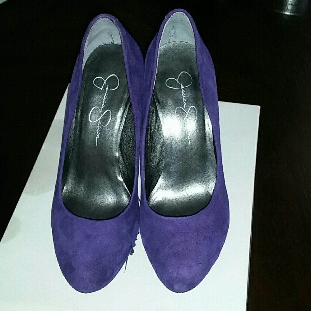 Jessica Simpson purple suede platforms - Picture 2 of 4