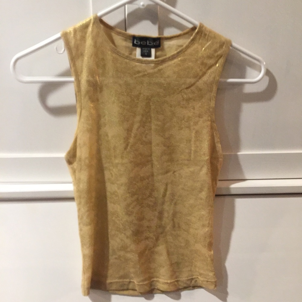 Bebe sheer gold tank top
