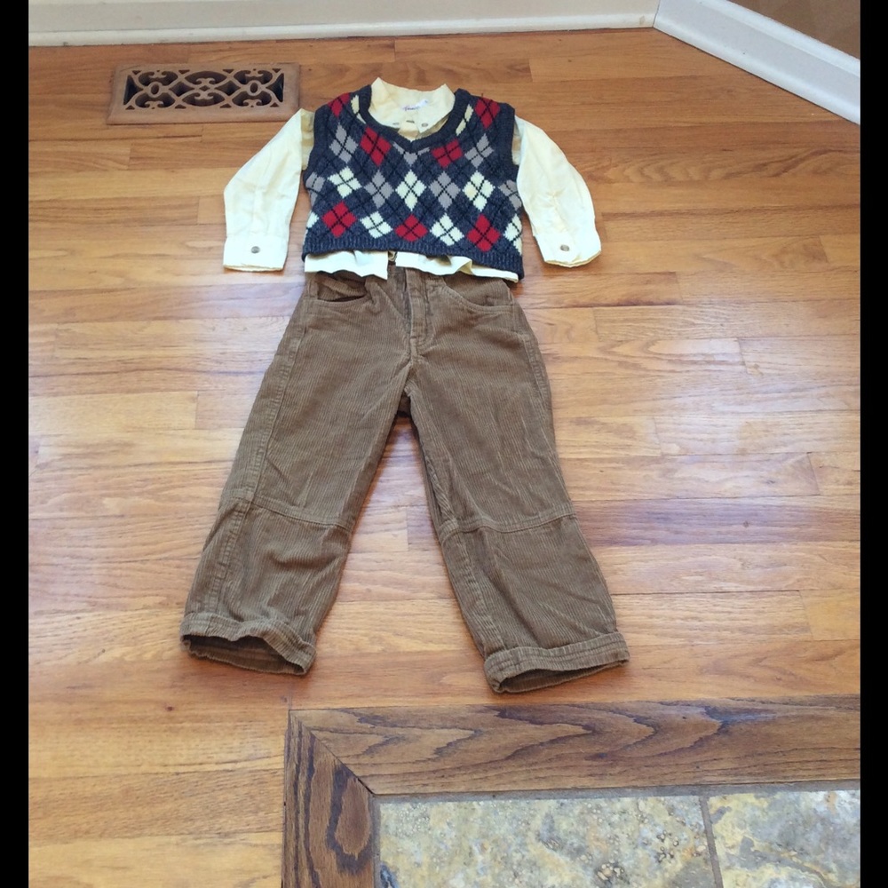 Boys sweater vest and corduroy  pants