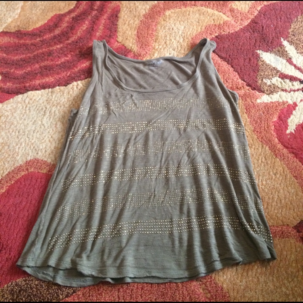 Olive tank with gold sparky jewel stripes