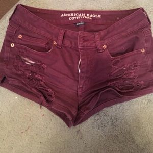 Burgundy jean shorts
