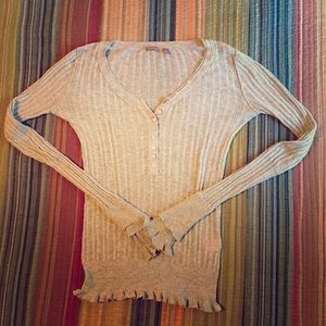 Halogen Scoop Neck Grey Henley XS