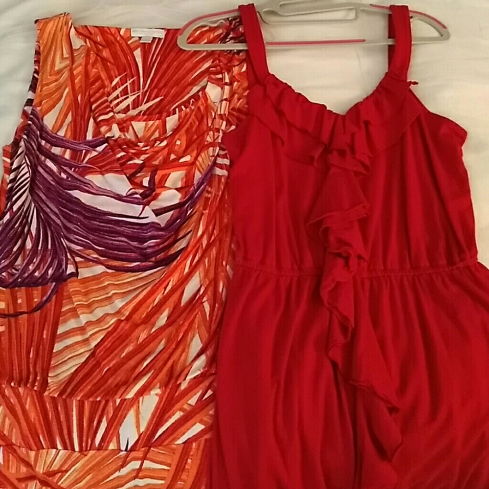 Bundle 2 Red Tone Cotton Sun Dresses
