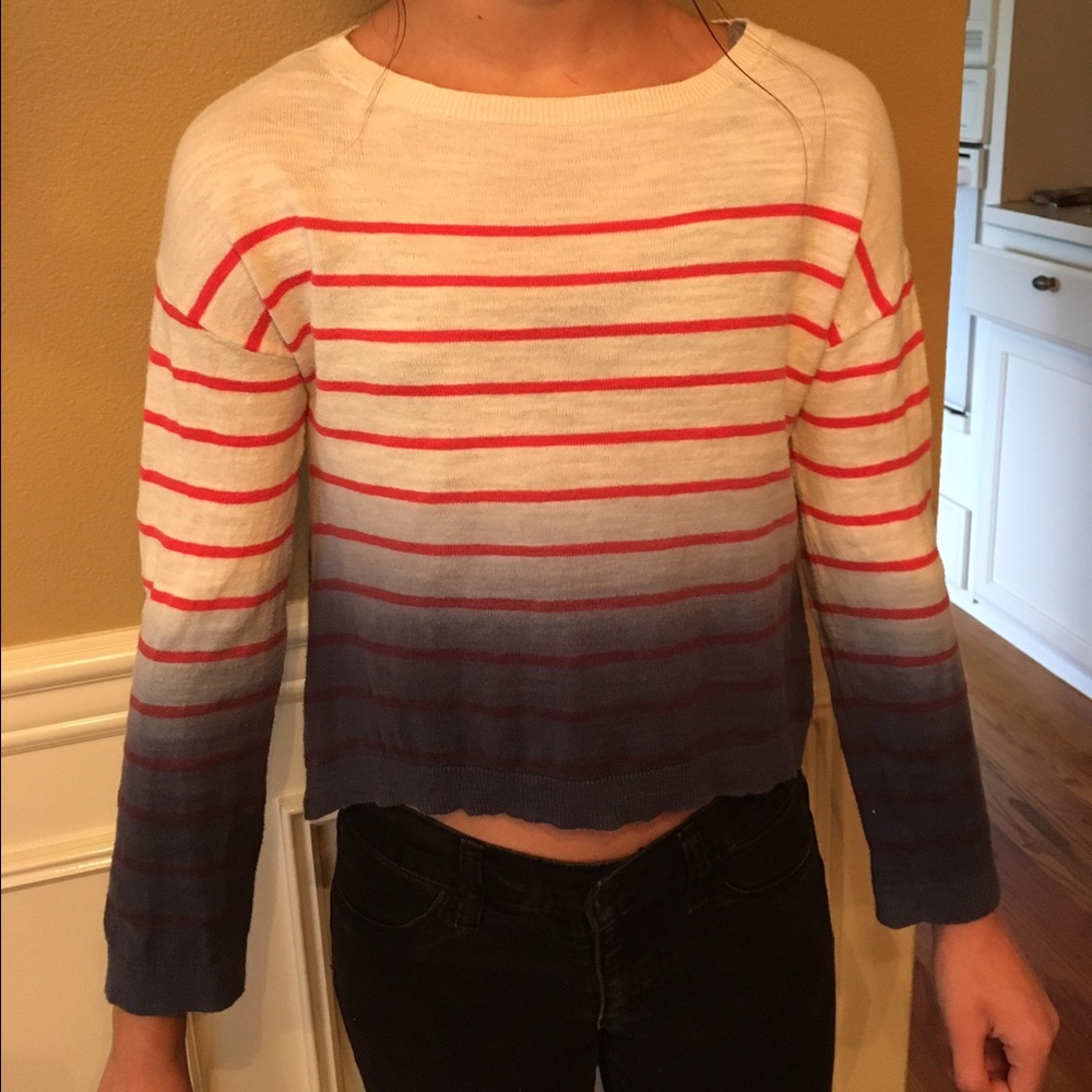 Black to navy blue ombré crop sweater - Picture 3 of 4