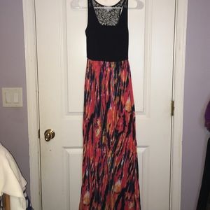 Coral/black printed Maxi dress