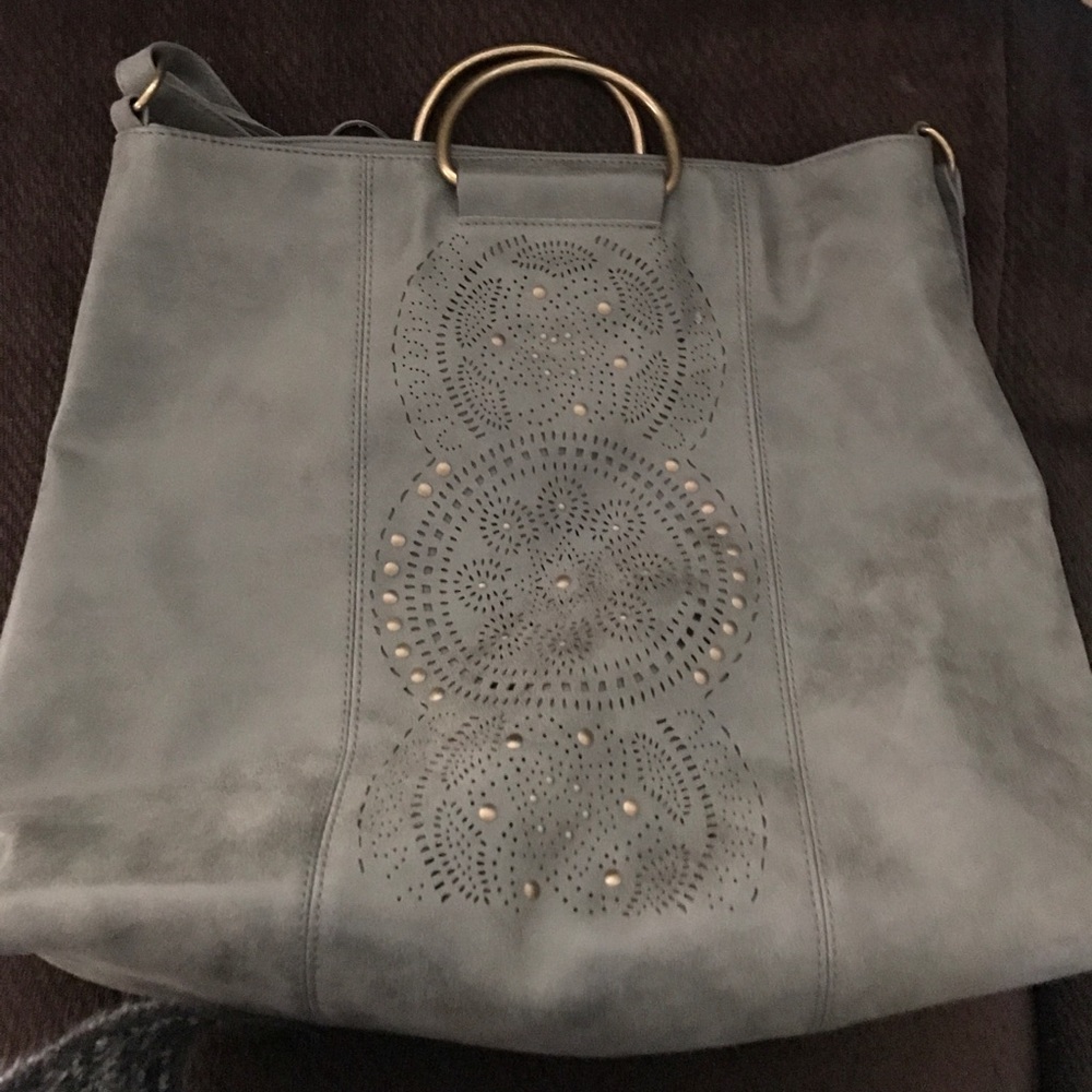 Grey & gold handle tote bag 💼