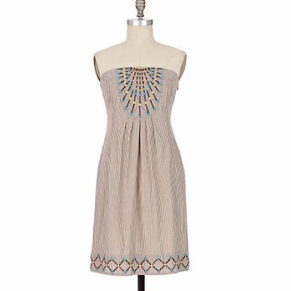 Anthropologists strapless embroidered dress.
