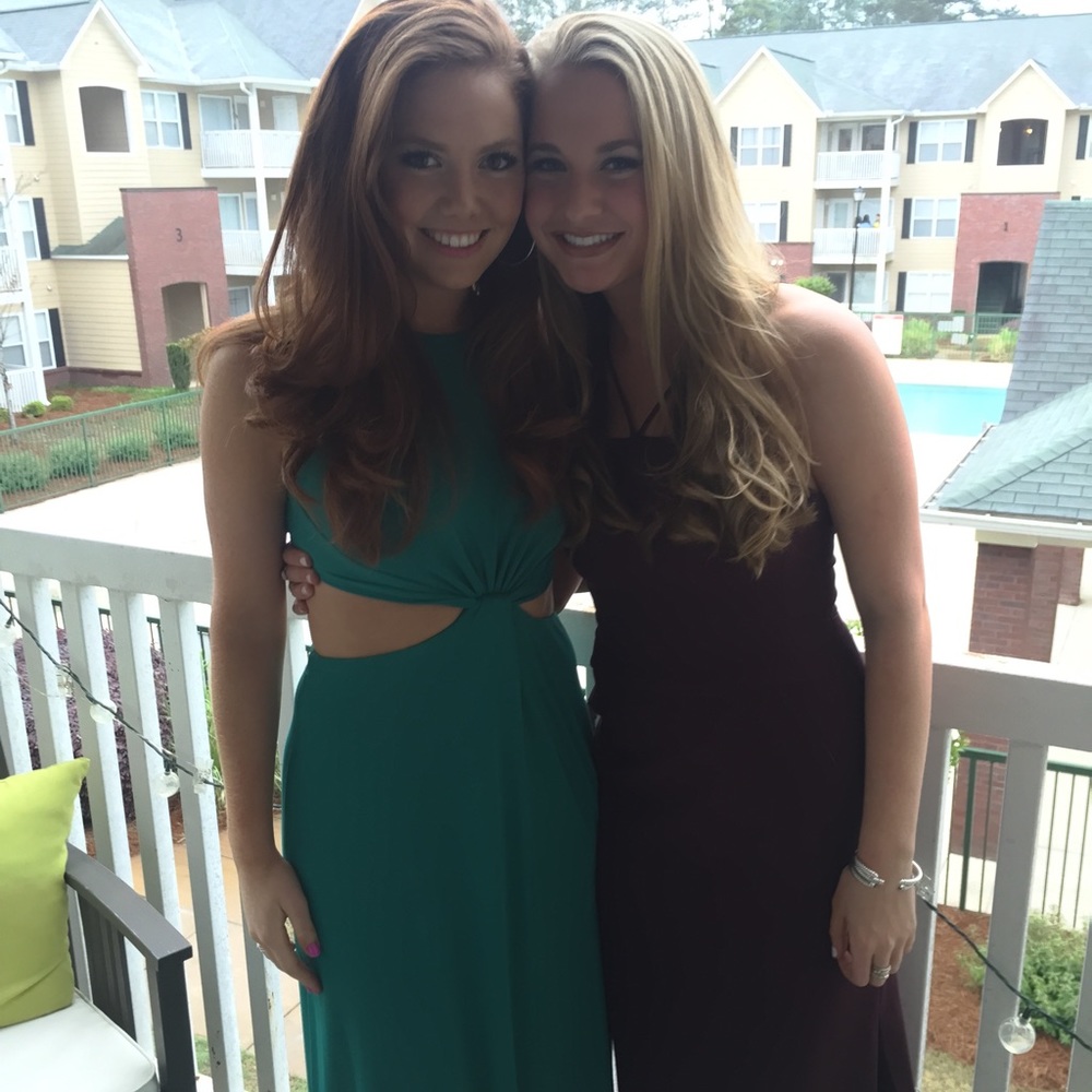 BCBG green formal gown