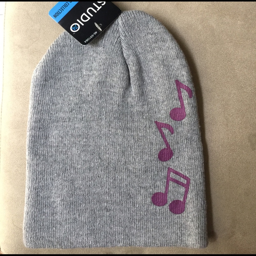 Grey Music Note Beanie