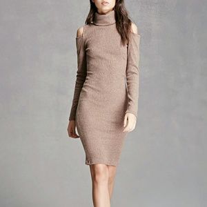 Cowl Neck Open-Shoulder Dress
