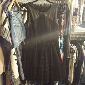 Feux Leather/Lace black dress