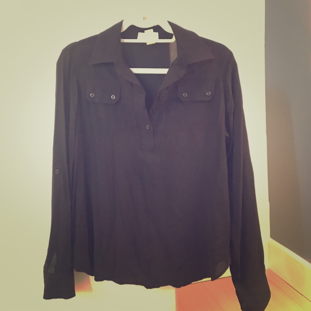 Urban Outfitters Black Collared Blouse