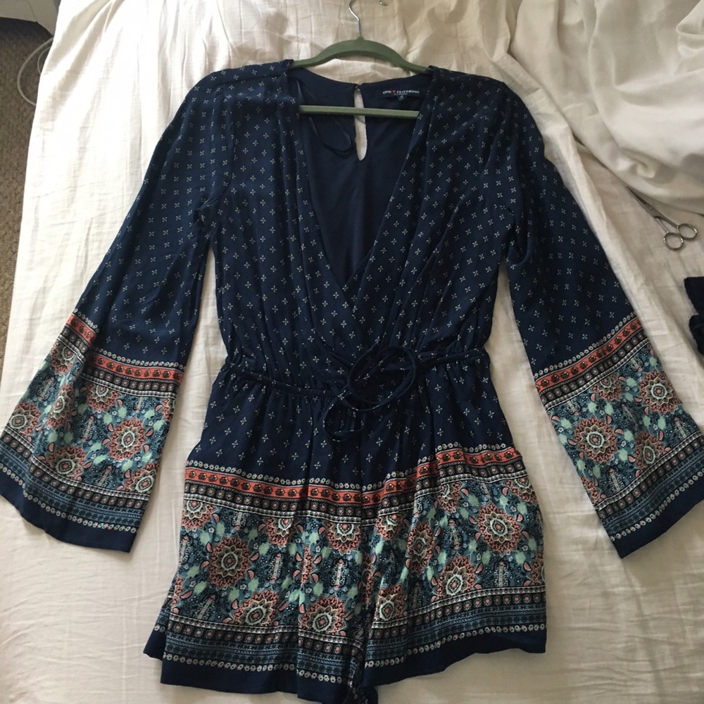 Blue patterned romper