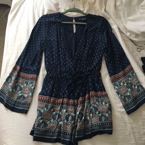 Blue patterned romper