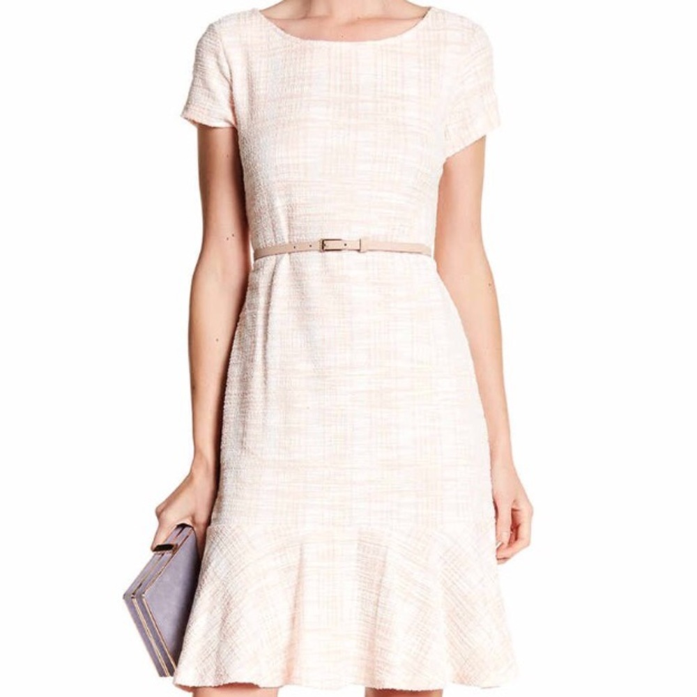 BRANDNEWSharagano Ivory/Pink Ruffle Skirt Dress 👗