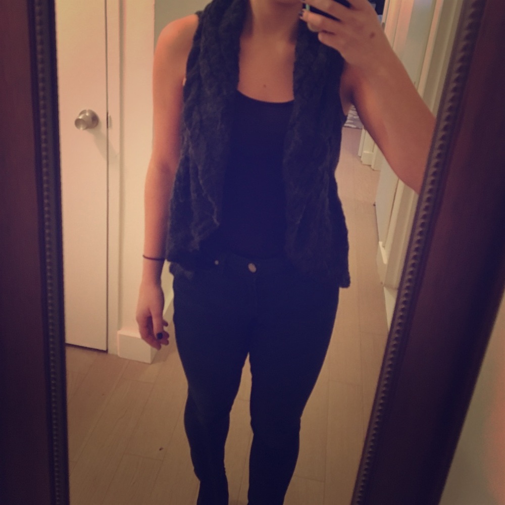 Dark Grey Knit Sweater Vest