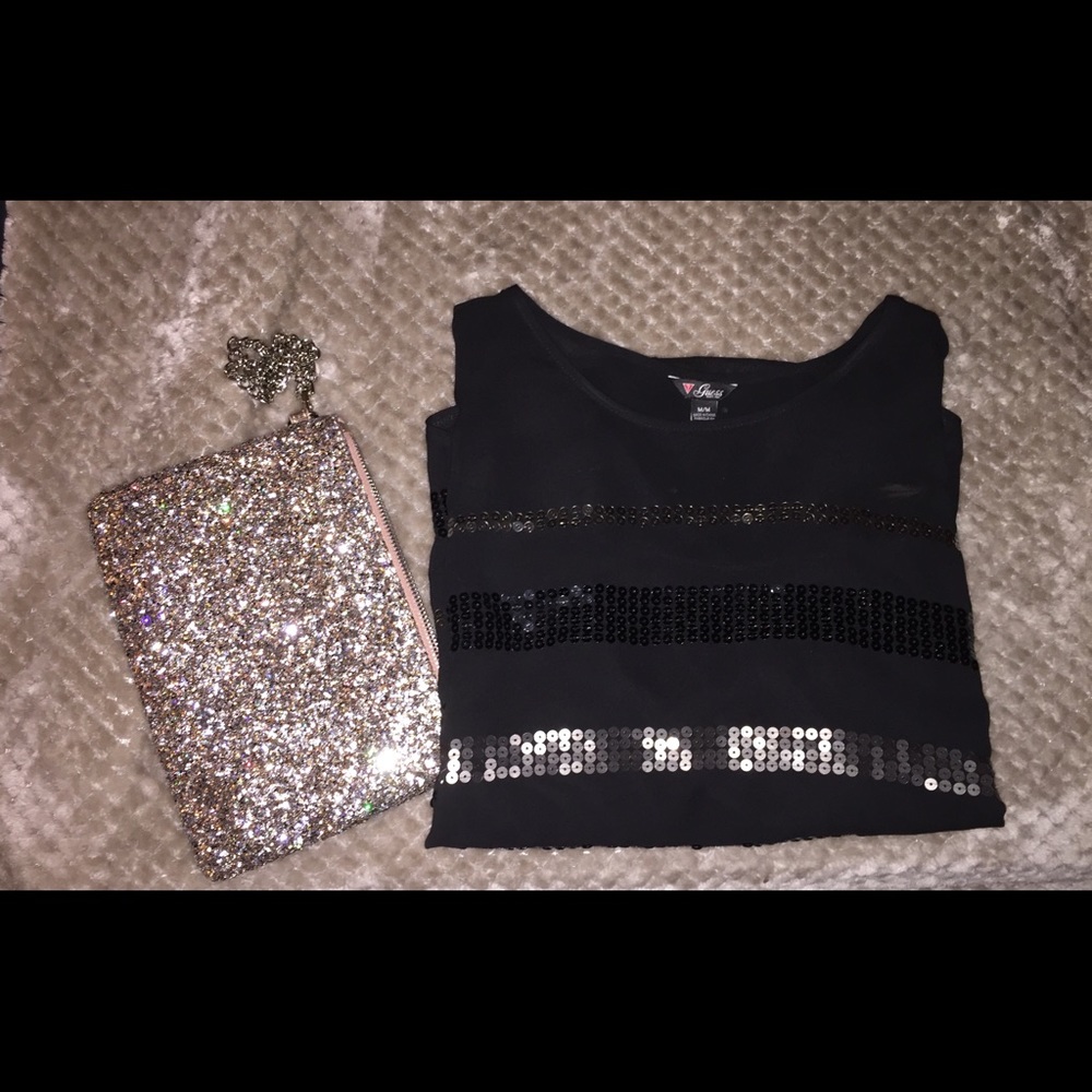 Express Large Glitter Wristlet