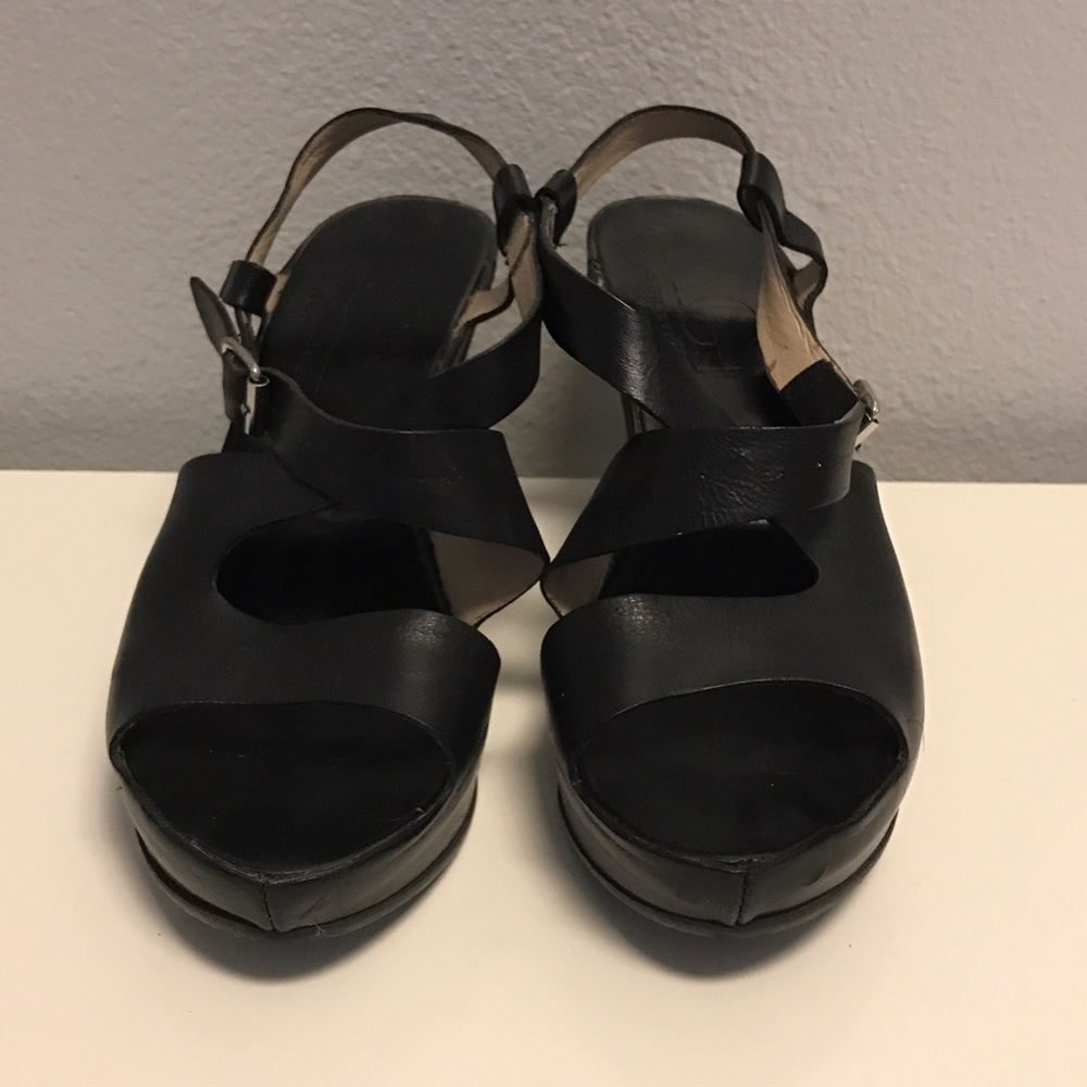 Black leather platform sandals