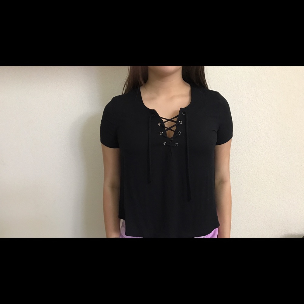 Tie up black t shirt