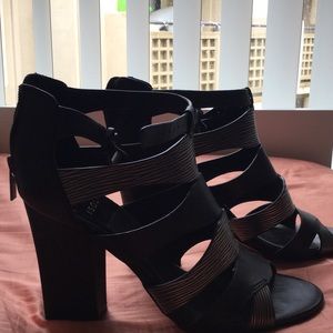 Black, strappy booties