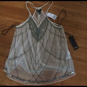 Sheer sequin tank top