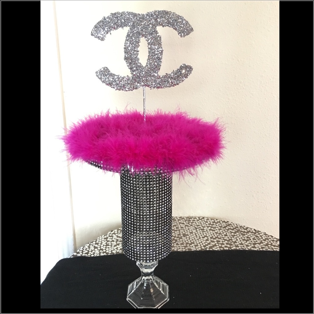 Chanel Logo wedding birthday party centerpiece.