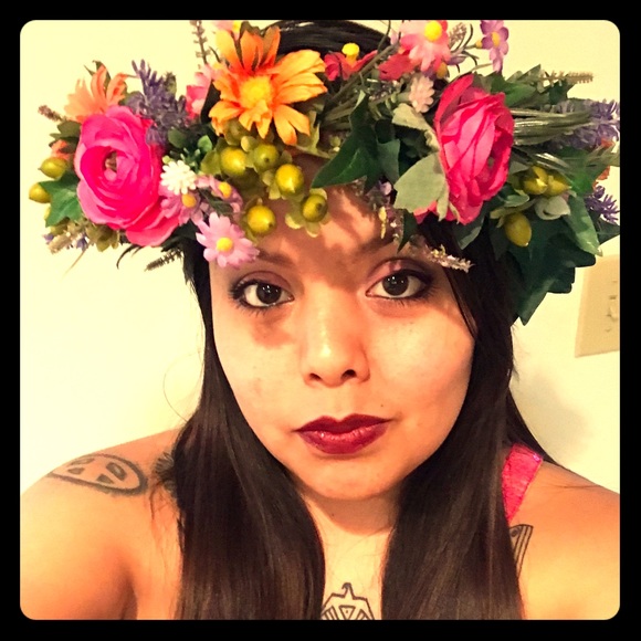 Bright Colored Silk Floral Crown - Picture 1 of 4