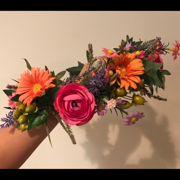 Bright Colored Silk Floral Crown - Picture 2 of 4