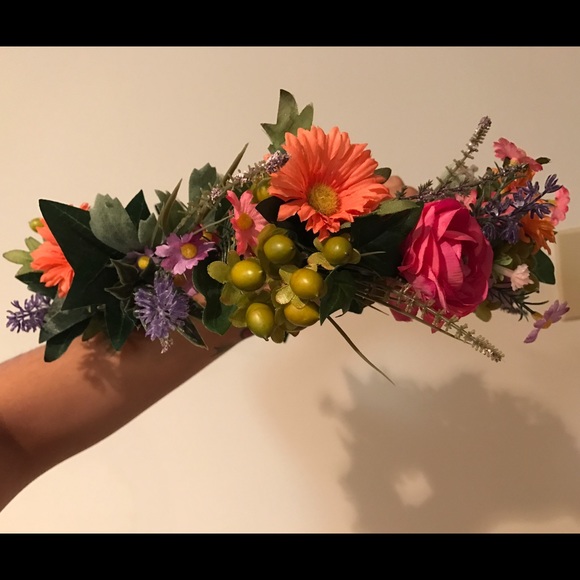 Bright Colored Silk Floral Crown - Picture 3 of 4