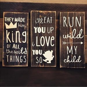 Where the Wild things are theme wooden signs