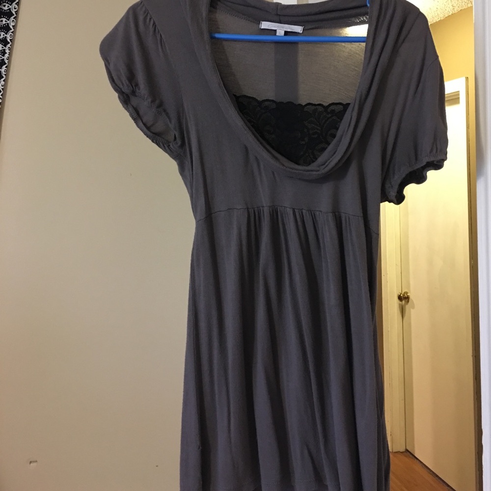 Gray shirt with lace