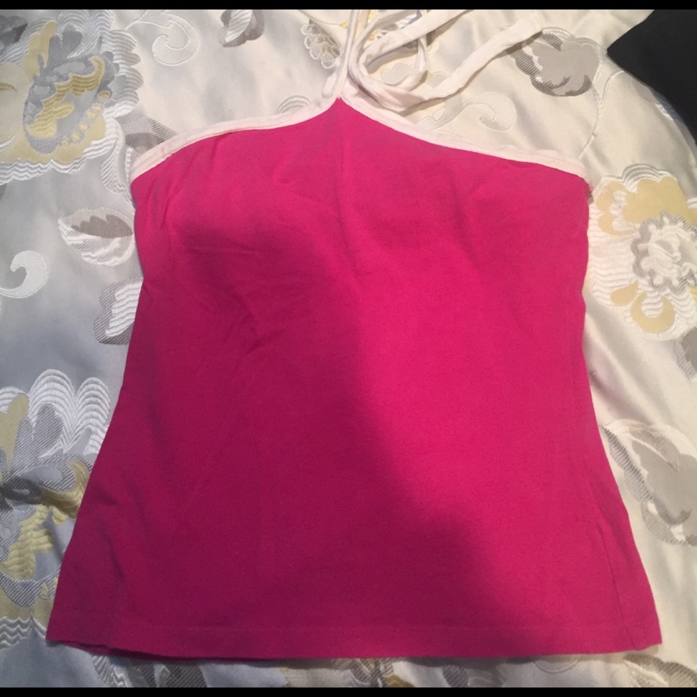 MODA International Pink and white halter top