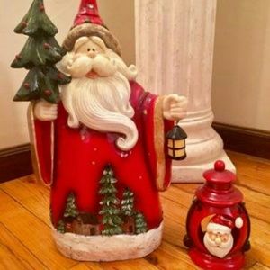 Ceramic  Santa figurine and side
