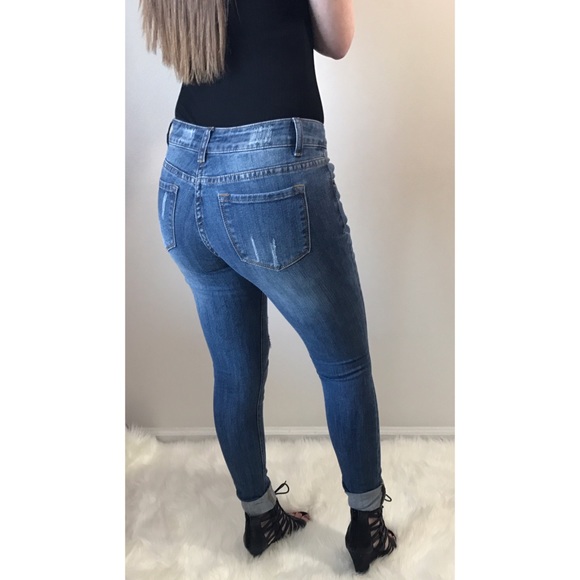 NADIA Med Wash Destroyed Denim Jeans - Picture 7 of 8