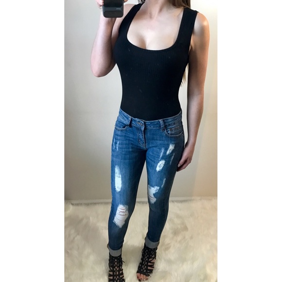 NADIA Med Wash Destroyed Denim Jeans - Picture 3 of 8