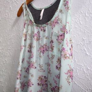 Floral and striped tank