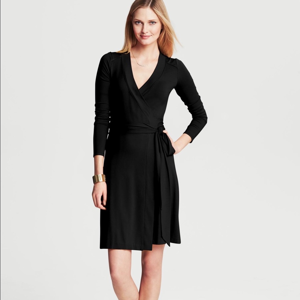 Banana Republic Medium Black Wrap Dress NWOT
