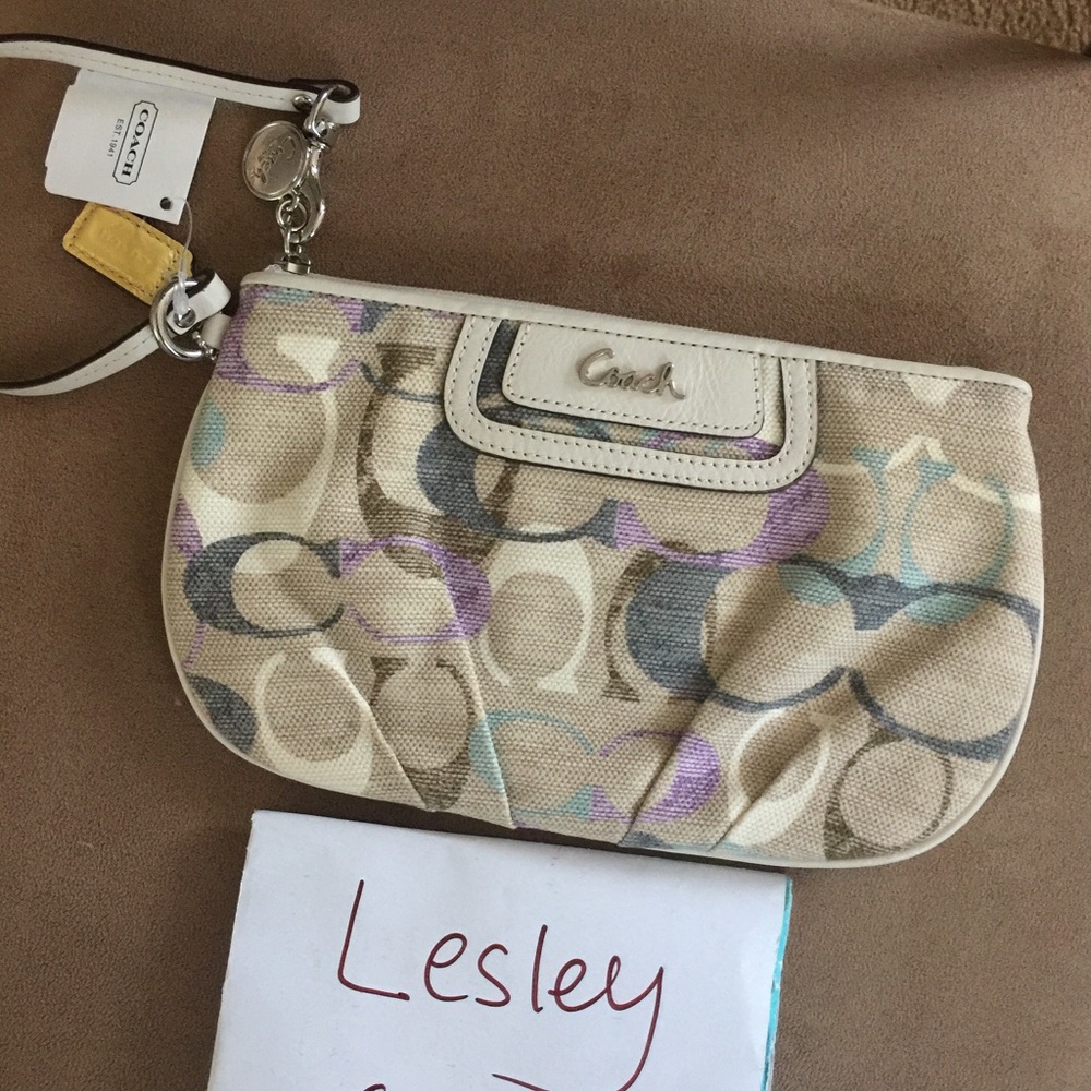 BNWT Coach Large Neutral Toned Wristlet