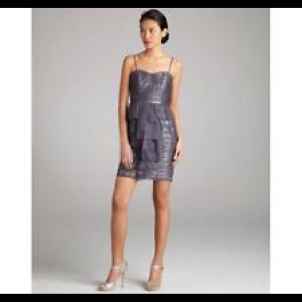 Jill Stuart Pewter Gray Sparkle Organza Dress 8