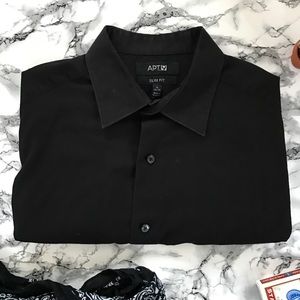 Slim Fit Black Dress Shirt