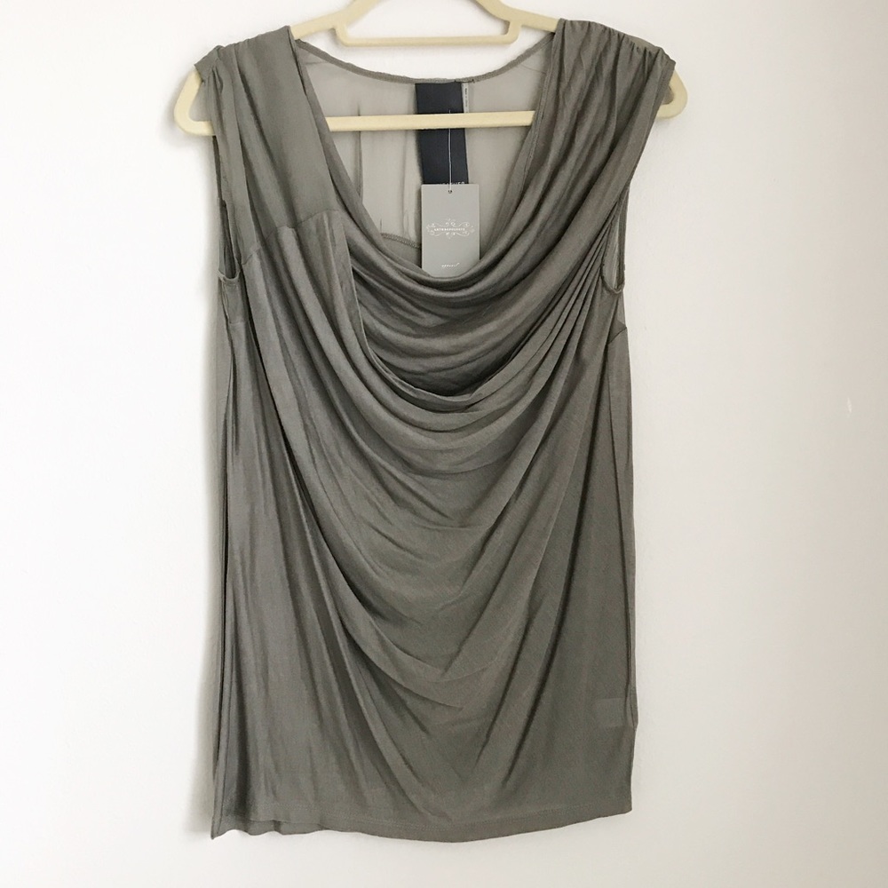Anthropologie top with sheer sleeve and shoulder