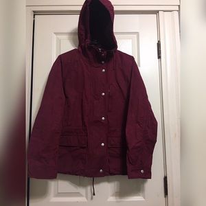 GAP ( Burgundy Rain Coat W| Hoodie & Pockets)