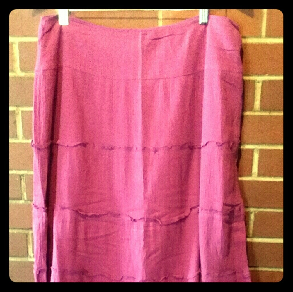 Pink long skirt.