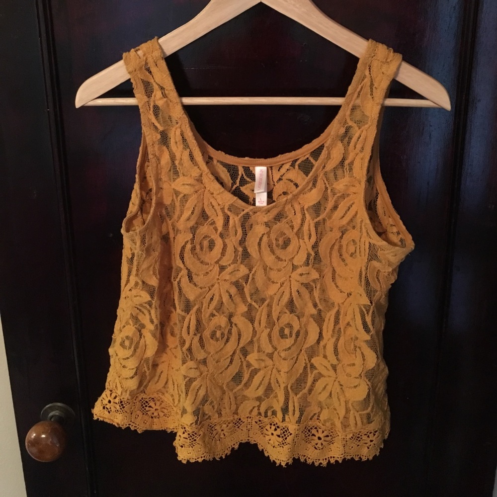 Xhilaration yellow lace top